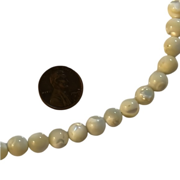 Vintage Art Deco MOP Mother Of Pearl Crystal Beaded Necklace - Picture 8 of 9